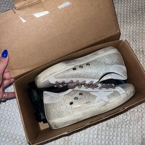 Exclusive fine glitter golden goose super stars